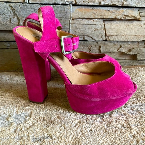 Steve Madden Vintage Y2K Jillyy Platform Heels Fuchsia Pink Suede Leather: 9M - Picture 2 of 12